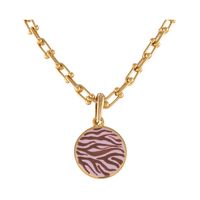 naszyjnik z różowym plasterkiem w czekoladową zeberkę (c25/lat/134au)