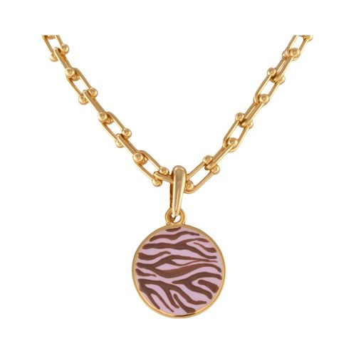 naszyjnik z różowym plasterkiem w czekoladową zeberkę (c25/lat/134au) na Arena.pl