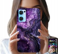 ETUI DO OPPO RENO7 5G - FIOLETOWY MARMUREK MODNE KOBIECE + SZKŁO