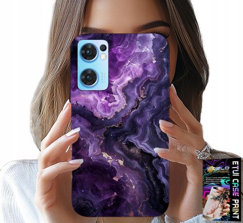 ETUI DO OPPO RENO7 5G - FIOLETOWY MARMUREK MODNE KOBIECE + SZKŁO na Arena.pl