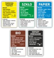 NAKLEJKI NA KONTENER kosz 5 szt. segregacja śmieci 50 cm