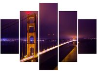 105CM 150CM OBRAZ 5 ELEM OŚWIETLONY GOLDEN GATE ZACH DISCHNER DRUK