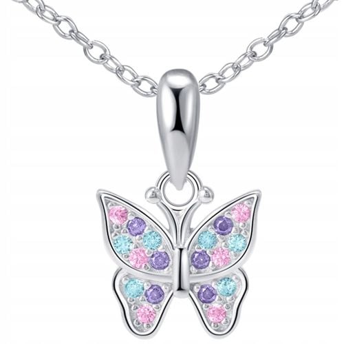 Naszyjnik srebrny 925 motylek dla dziewczynki łańcuszek z zawieszką srebro na Arena.pl