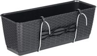 Doniczka Rattan skrzynka 50 cm podstawka + wkład, Antracyt