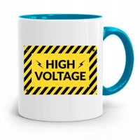Kubek Błękitny Prezent Dla Elektryka High Voltage Z Nadrukiem Ze Zdjęciem