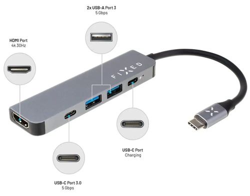 Hub USB FIXED HUB Mini 5w1 2xUSB-C, 2xUSB-A, HDMI na Arena.pl