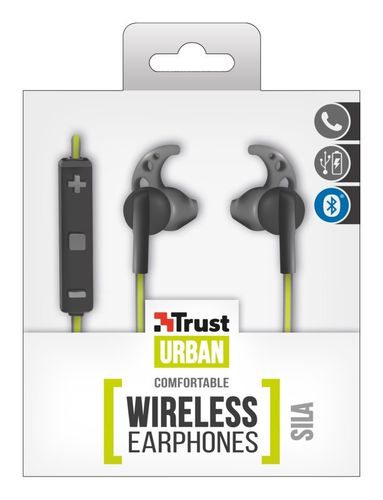 Trust Sila Wireless Earphones Black/lime na Arena.pl