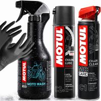 MOTUL E2 Płyn Do Mycia Motocykla 1L + C1 Zmywacz + C2 Smar Do Łańcucha
