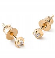 ZŁOTE KOLCZYKI Z CYRKONIAMI SWAROVSKI 3MM 18K GIORRE