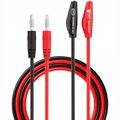 PRZEWODY DO MIERNIKA ZASILACZA LABORATORYJNEGO 2X BANAN KROKODYLEK 20A na Arena.pl