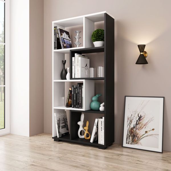 Regał 120x60x20cm ścienny podłogowy biały czarny zdjęcie 2