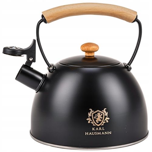 CZAJNIK STALOWY na GAZ 2,5L CZARNY z GWIZDKIEM +DREWNIANA RĄCZKA na Arena.pl