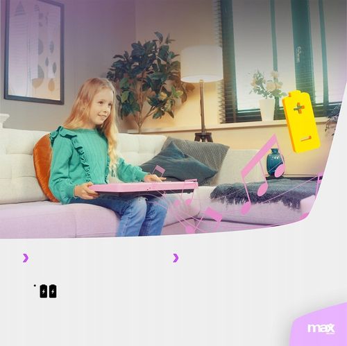 Keyboard dla dziewczynki 49 klawiszy akumulator/ mikrofon KD49P Max różowy na Arena.pl