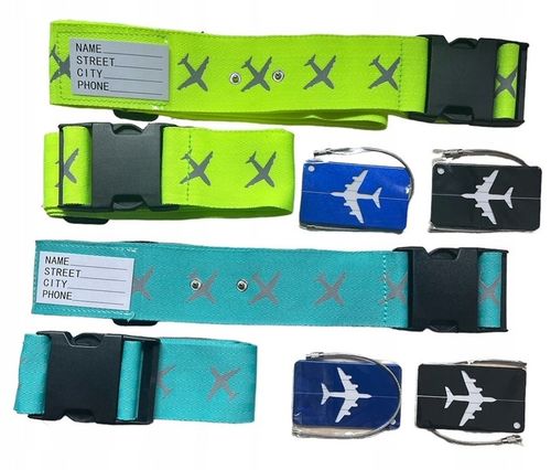 4 x PAS BAGAŻOWY SPINAJĄCY WALIZKĘ zabezpieczający +4 identyfikatory ZESTAW na Arena.pl