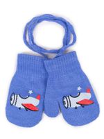 Rękawiczki chłopięce jednopalczaste niebieskie z samolotem 10 YOCLUB