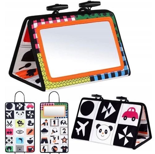 DUŻA KSIĄŻECZKA SENSORYCZNA Z LUSTERKIEM KONTRASTOWA MIĘKKA NAUKA WIDZENIA na Arena.pl