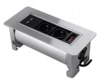 Gniazdo obrotowe wpuszczane do biurka blatu mediaport 230v SPS-O24S