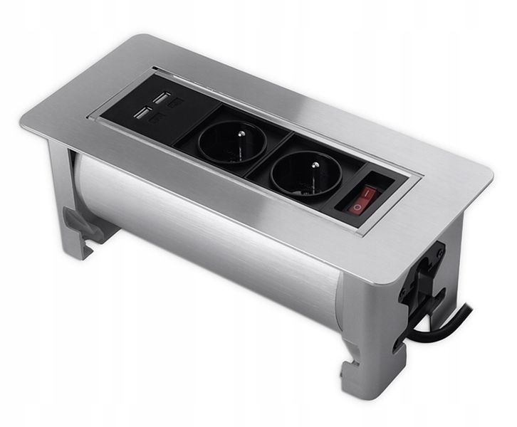 Gniazdo obrotowe wpuszczane do biurka blatu mediaport 230v SPS-O24S zdjęcie 1