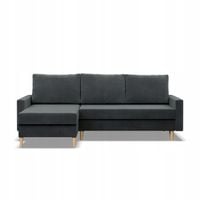 NAROŻNIK BLANK CIEMNY SZARY KANAPA Rozkładana z Funkcją Spania Wygodna