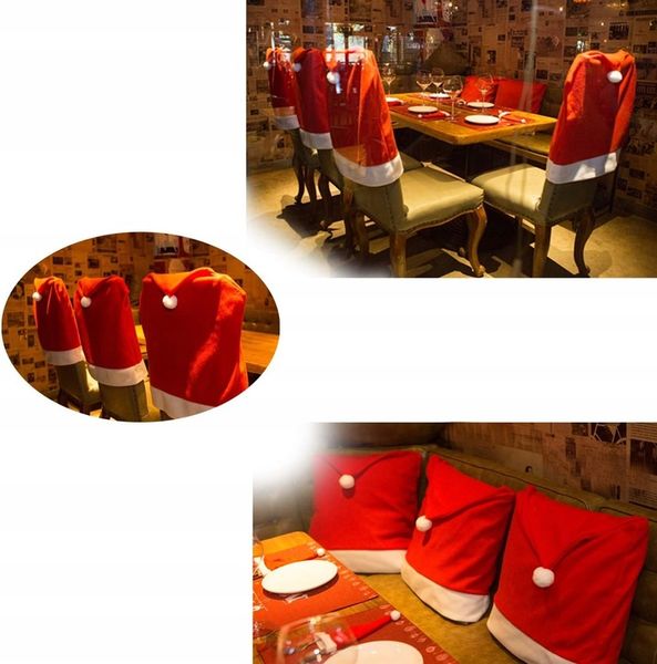 POKROWIEC NA KRZESŁO CZAPKA MIKOŁAJA POKROWCE NA KRZESŁA ŚWIĄTECZNE 6szt HQ zdjęcie 3