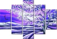 105CM 150CM ZEGAR 5 ELEM KWITNĄCE DRZEWO NOCĄ DRUK OBRAZ