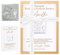 2 x Pamiątka Pierwszej Komunii Świętej Dziewczynki Srebrny Obrazek Ramka Gr