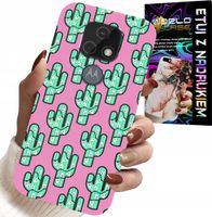 ETUI DO MOTOROLA MOTO E7 PLUS - KAKTUSY, KAKTUS NA RÓŻOWYM TLE + FOLIA