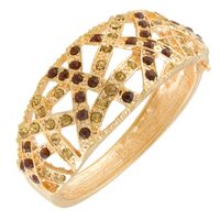 Owalna sztywna bransoletka brązowe dżety