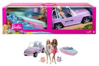 Barbie 2 lalki+jeep+motorowka GXD66