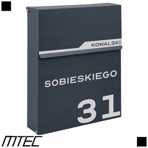 SKRZYNKA POCZTOWA NA LISTY POCZTĘ ANTRACYT + NAPIS ADRES ULICA NUMER na Arena.pl