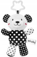 AKUKU MIŚ Zawieszka KONTRASTOWA grzechotka SENSORYCZNA PLUSZOWA zabawka 0m+