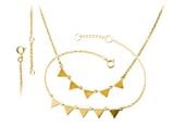 Delikatny pozłacany srebrny komplet celebrytka choker trójkąt triangle srebro 925 Z0575G