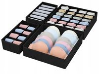 Organizery na bieliznę do szuflady, szafy w kolorze czarnym - 4 sztuki