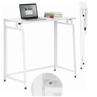 Biurko komputerowe, składane 80 cm stolik do pracy przy komputerze, drewniany, białe