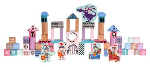 Drewniany Zestaw Klocków Zamek Z Rycerzami Dla Dzieci 3+ Drewniane Figurki na Arena.pl