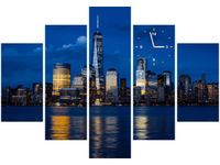 105CM 150CM ZEGAR 5 ELEM NOWY JORK RZEKĄ HUDSON DRUK OBRAZ