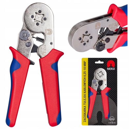 Zaciskarka do Tulejek Praska do Kabli Konektorów Końcówek 0,25-10mm2 NEKU na Arena.pl