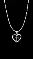 ŁAŃCUSZEK NASZYJNIK SERCE KRZYŻYK CYRKONIE SZLIF DIAMENTOWY SREBRO 925 55cm