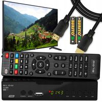 TUNER DEKODER DVB-T2 TV NAZIEMNEJ H.265 HEVC FULL HD USB HDMI PILOT BATERIE
