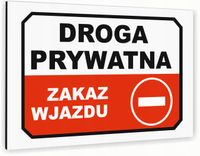 Tabliczka znak informacyjny 20x15 Biała ZAKAZ WJAZDU Aluminiowa NADRUK UV