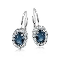 srebrne kolczyki z niebieską cyrkonią na biglu