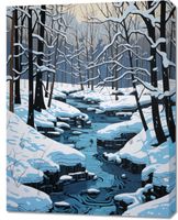 Obraz 70x90cm Rzeka przy Zimowej Porze