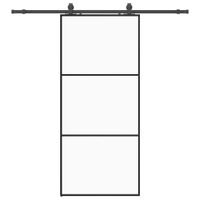 Drzwi przesuwne z zestawem okuć czarne 90x205 cm ESG szkło