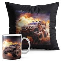 ZESTAW KUBEK + PODUSZKA CZARNA - AUTO MONSTER TRUCK