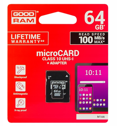 64GB KARTA MICROSD GOODRAM MICRO CLASS 10 SDHC +AD na Arena.pl
