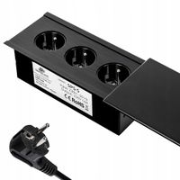Gniazdo blatowe Spacetronik SPS-S33B COMPACT 3x Zasilanie Mediaport