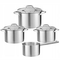 ZESTAW GARNKÓW Z POKRYWKĄ STAL NIERDZEWNA 18/10 7 ELEMENTÓW INDUKCJA GAZ