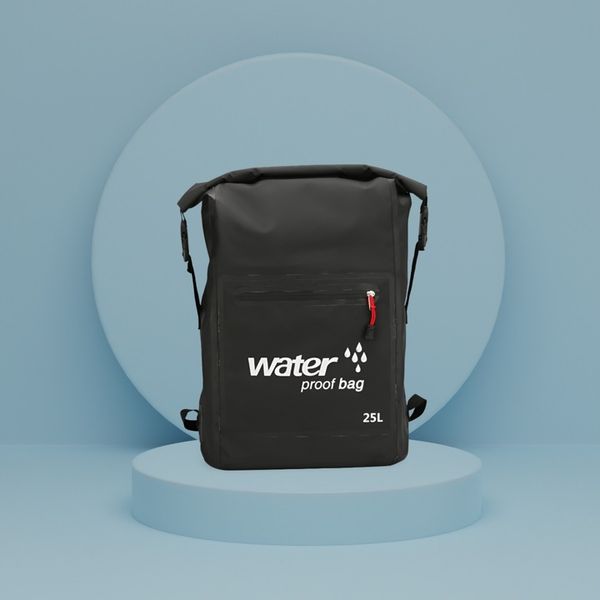 WODOSZCZELNY PLECAK TORBA WOREK WODOOPORNY 25L PODRÓŻNY TURYSTYCZNY CZARNY zdjęcie 5