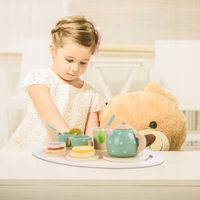 ZESTAW DO HERBATKI HERBATY DREWNIANY DO ZABAWY DLA DZIECI IMBRYCZEK TACKA