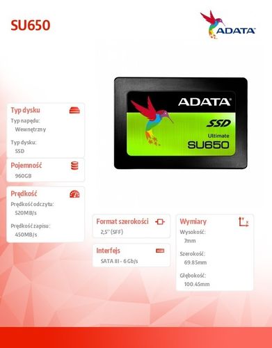 Adata SSD Ultimate SU650 960G 2.5 na Arena.pl